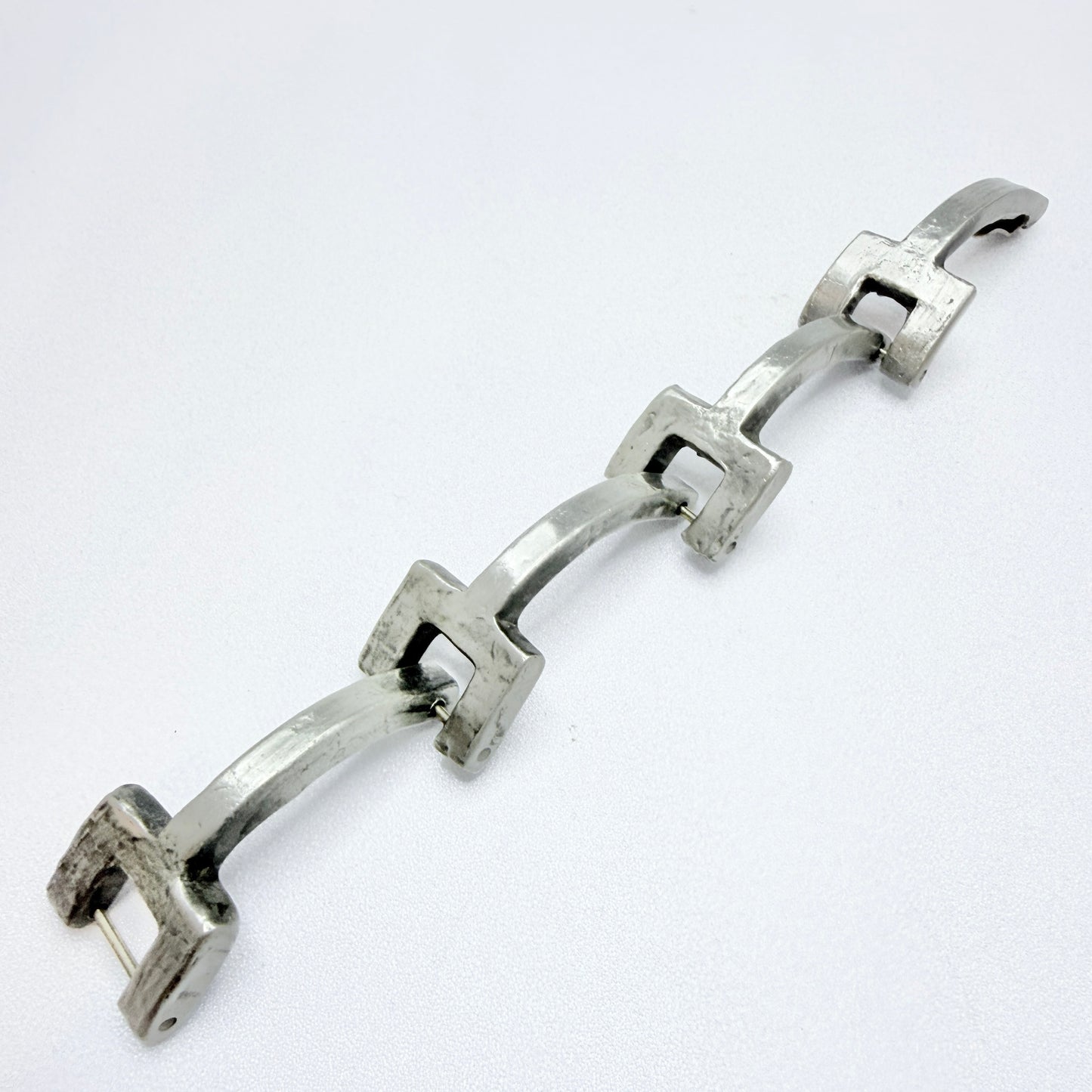 Anders Andersen, Denmark 1970s. Chunky Brutalist Pewter Bracelet.