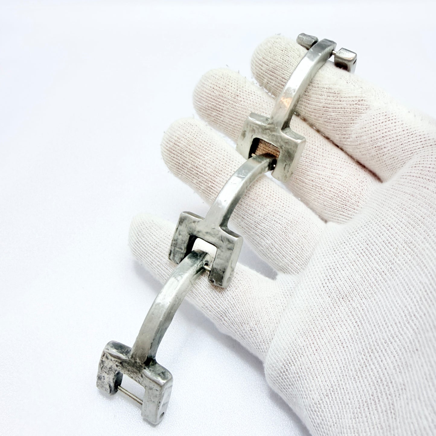 Anders Andersen, Denmark 1970s. Chunky Brutalist Pewter Bracelet.