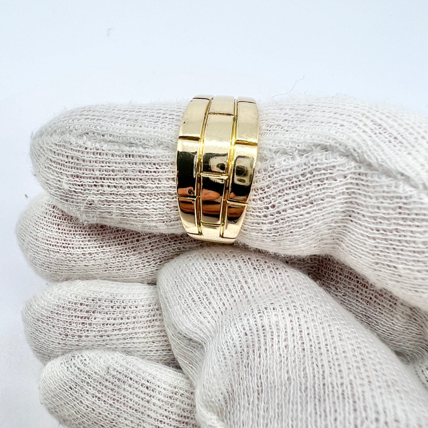 Cartier 1990. Vintage 18k gold Ring. Maillon Panthère Brick Link