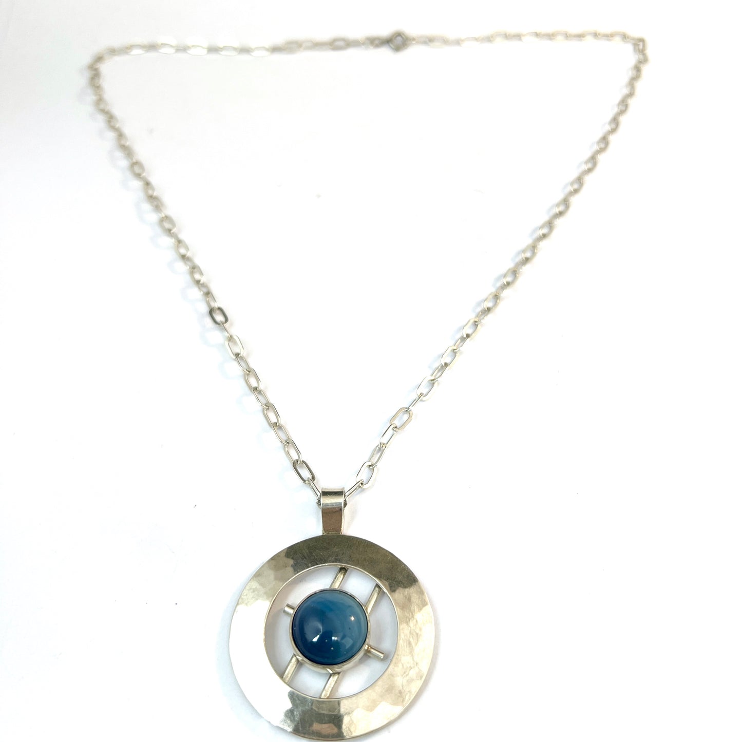 Gunnar Asp, Sweden 1969. Solid Silver Bergslagen-stone Pendant Necklace.