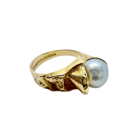 Björn Weckström for Lapponia, Finland 1976. Vintage 18k Gold Pearl Ring.