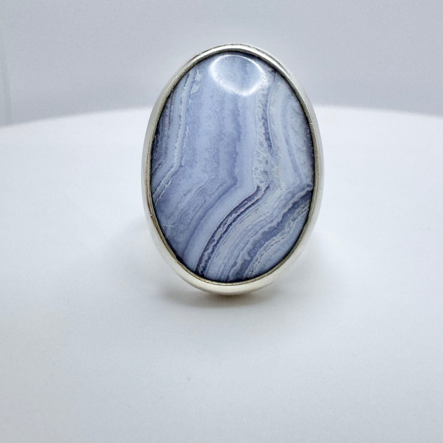 Vintage Sterling Silver Blue Agate Ring.