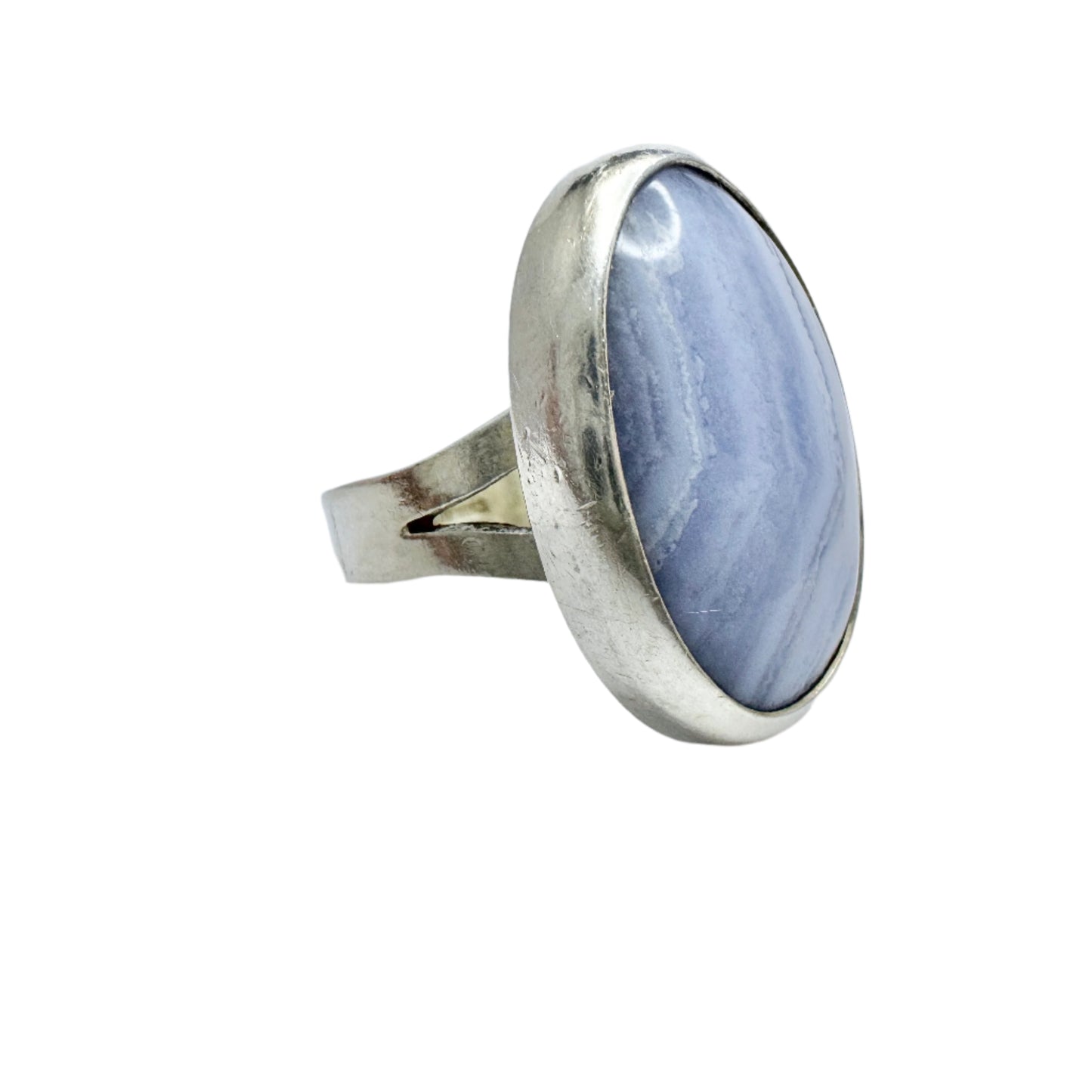 Vintage Sterling Silver Blue Agate Ring.