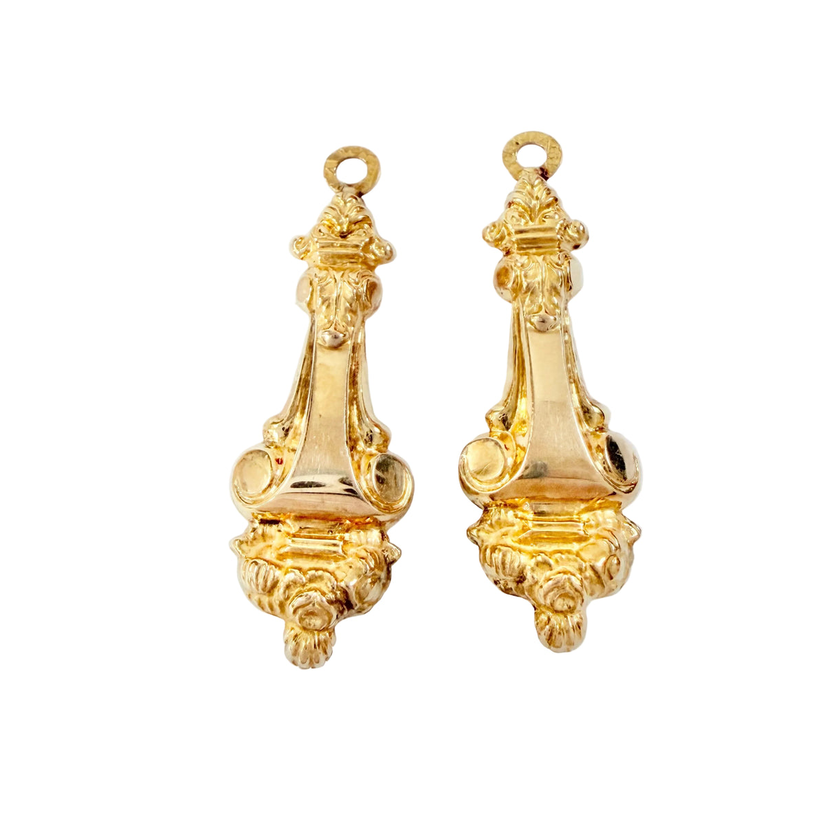 Sweden year 1853. Antique 18k Gold Earrings Pendants.