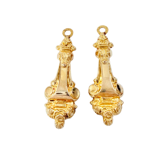 Sweden year 1853. Antique 18k Gold Earring Pendants.