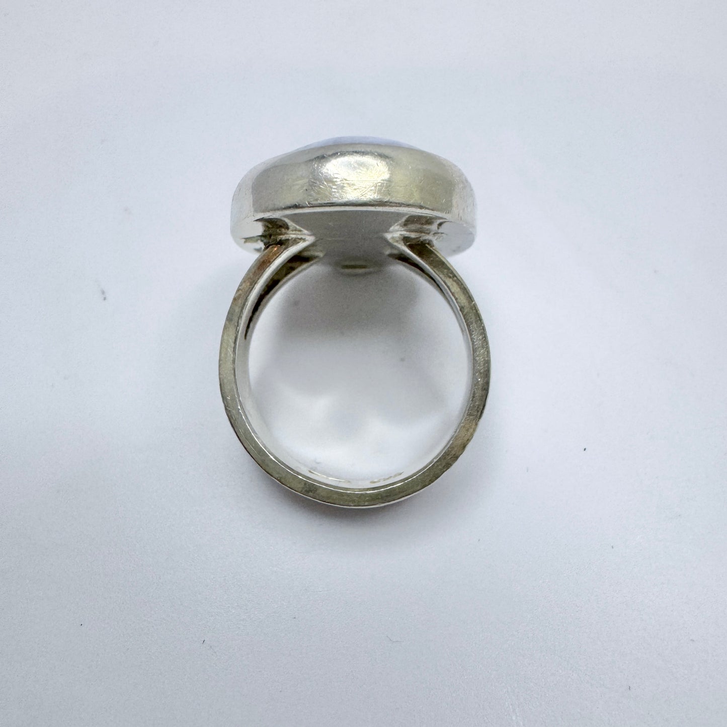 Vintage Sterling Silver Blue Agate Ring.