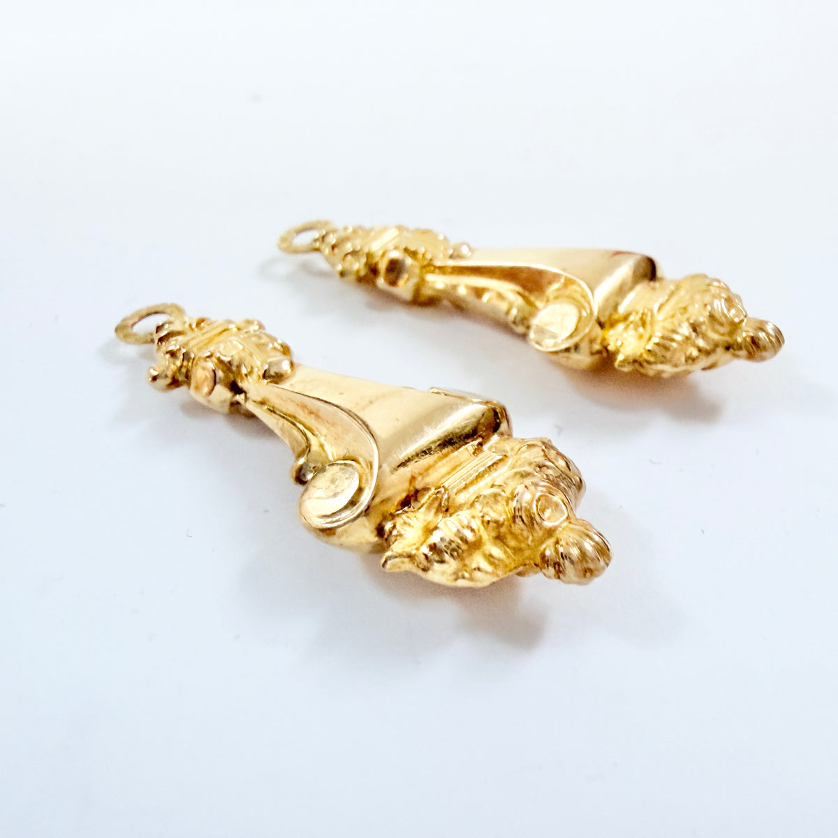 Sweden year 1853. Antique 18k Gold Earrings Pendants.