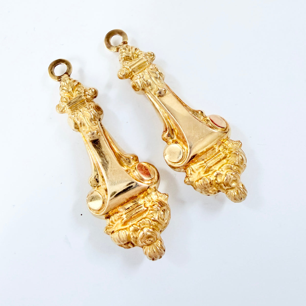 Sweden year 1853. Antique 18k Gold Earrings Pendants.