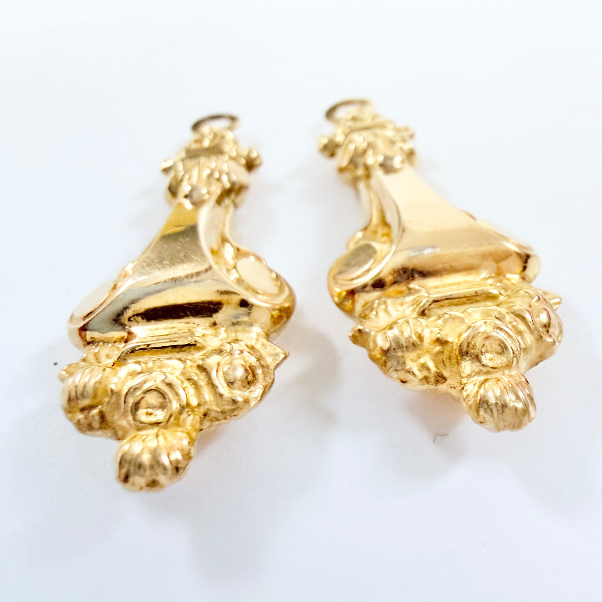 Sweden year 1853. Antique 18k Gold Earrings Pendants.