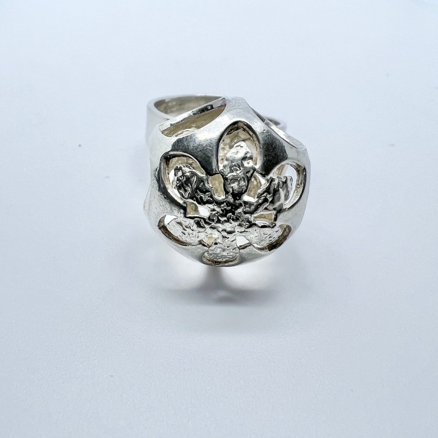 KE Palmberg for ALTON Sweden 1974 Vintage Sterling Silver Sphere Ring. Signed.