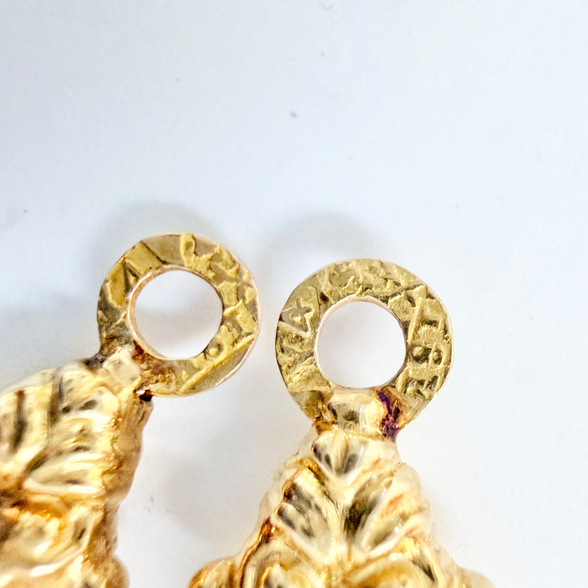 Sweden year 1853. Antique 18k Gold Earrings Pendants.