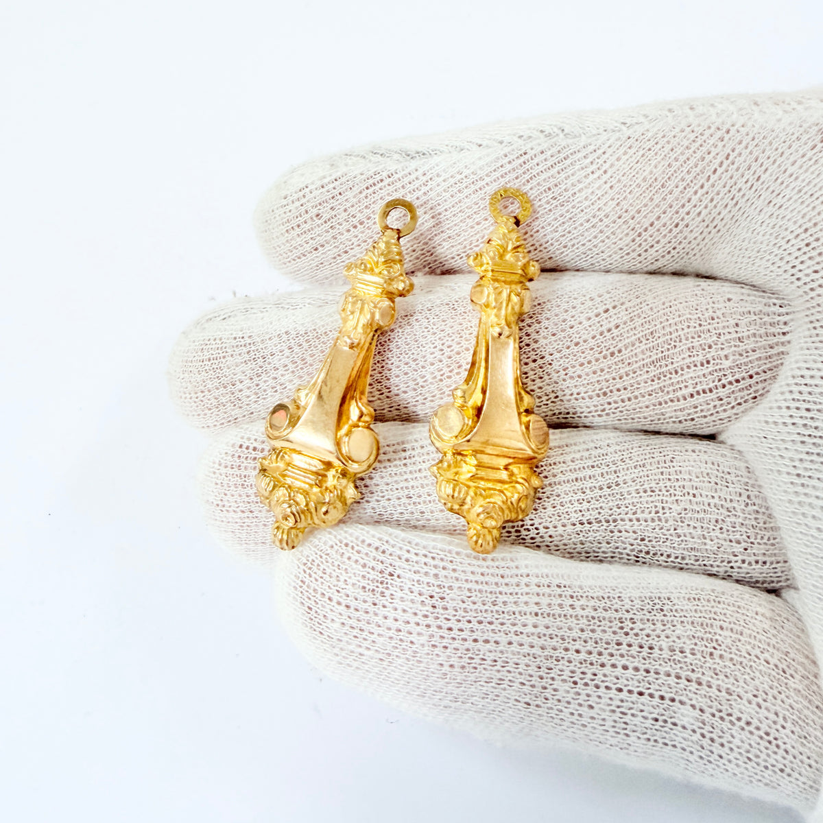 Sweden year 1853. Antique 18k Gold Earrings Pendants.