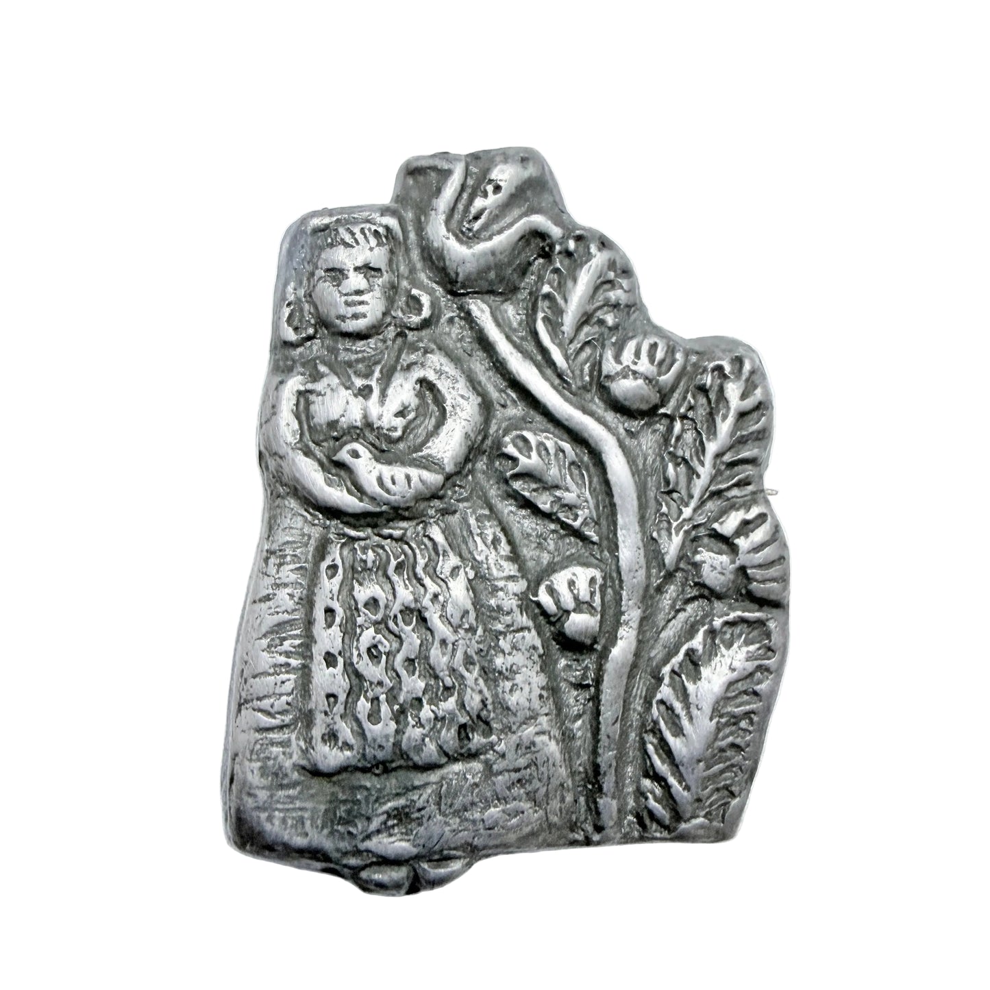 Scandinavia early 1900s. Antique National Romantic Pewter Brooch.