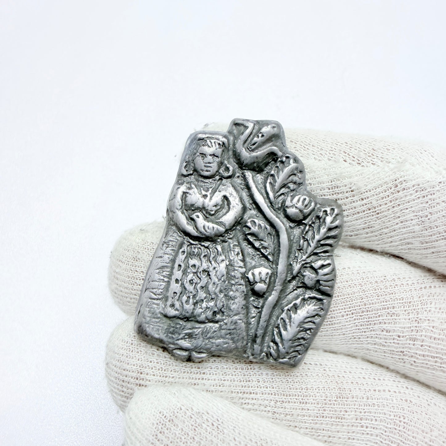 Scandinavia early 1900s. Antique National Romantic Pewter Brooch.