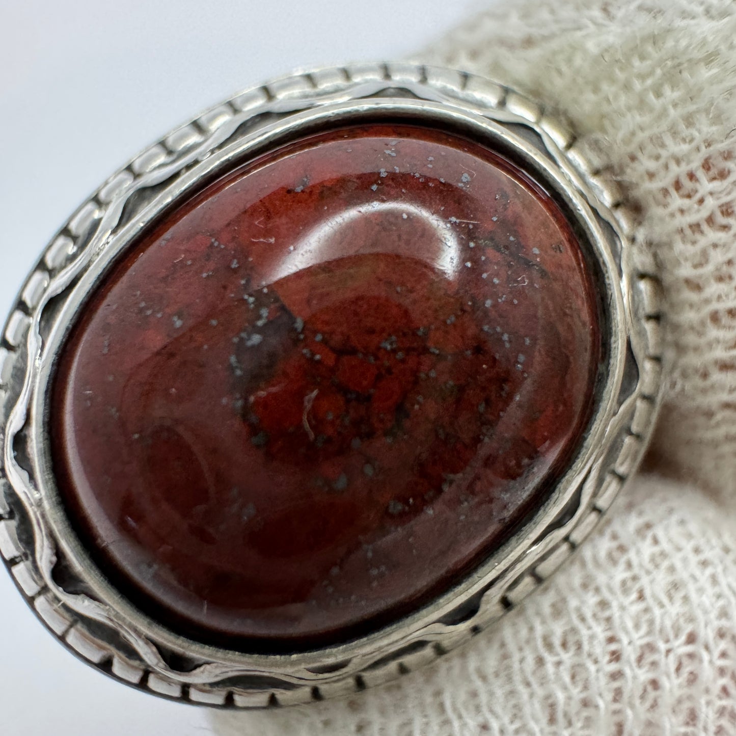 Kalevala Koru, Finland 1989. Vintage Sterling Silver Red Jasper Ring.