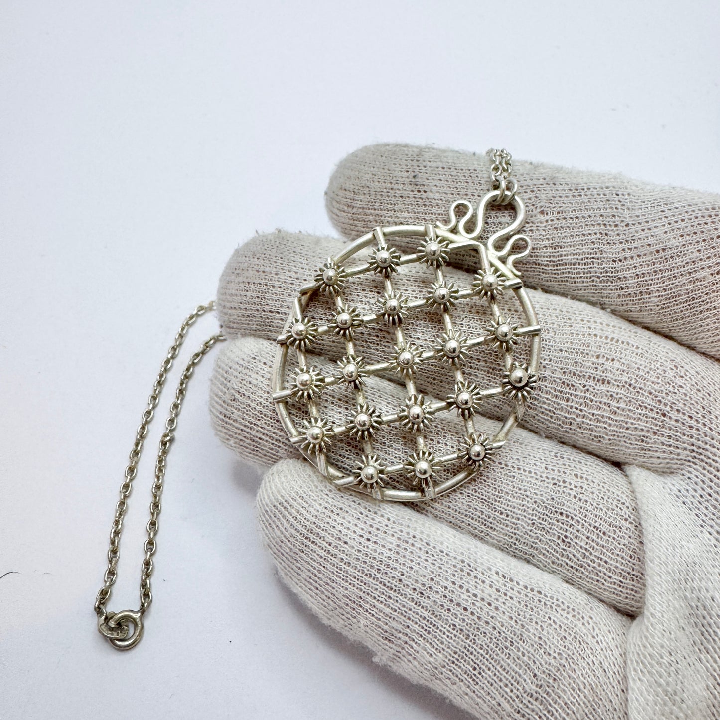Sigurd Persson, Sweden 1949. Vintage Sterling Silver Pendant Necklace.