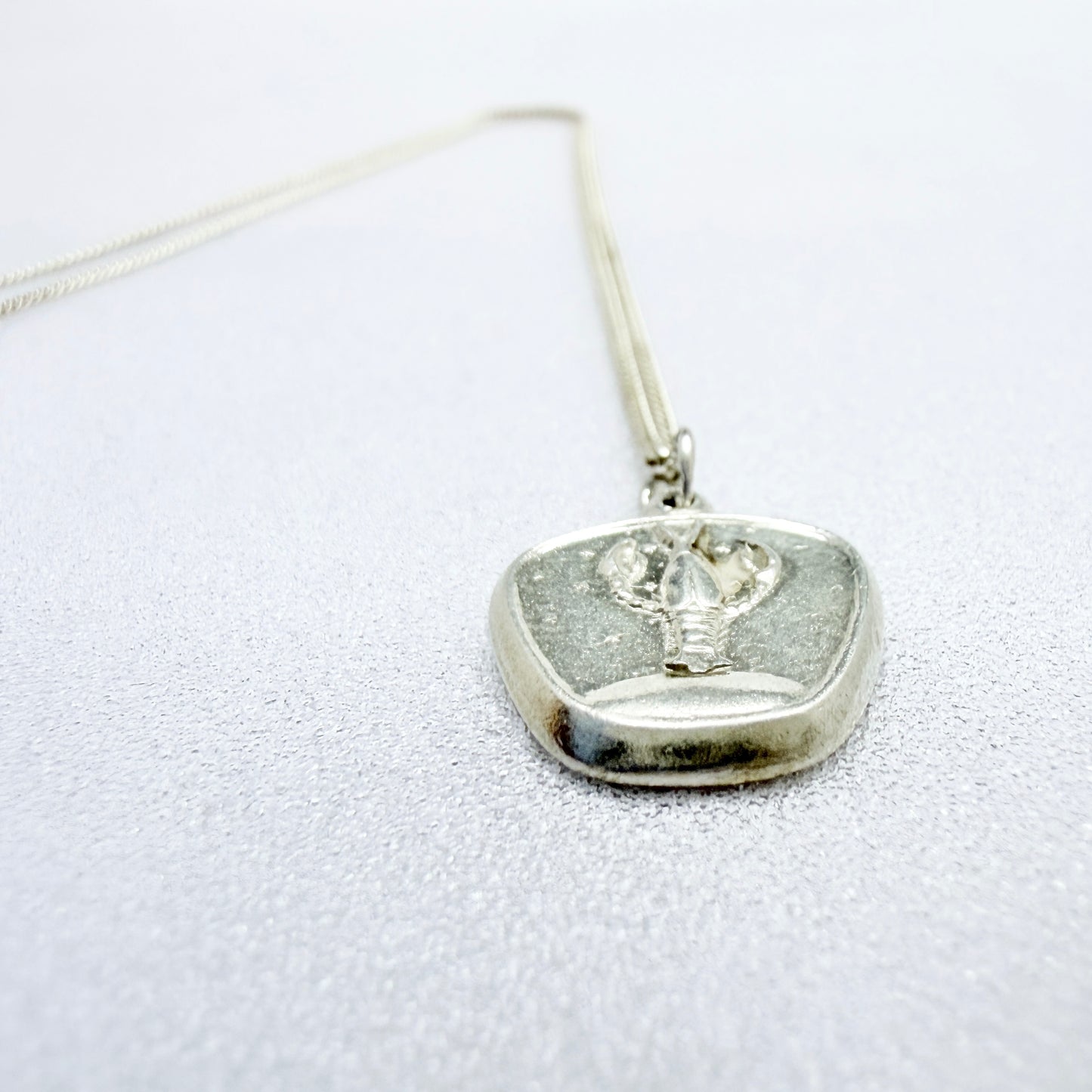 Alton, Sweden 1968, Vintage Sterling Silver Zodiac Cancer Pendant Necklace.