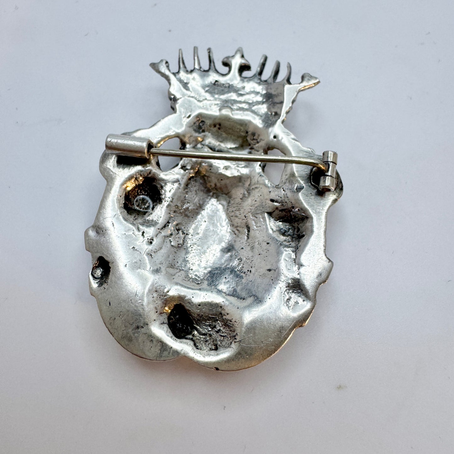 Italy c 1950s. Solid Silver Turquoise Brooch,