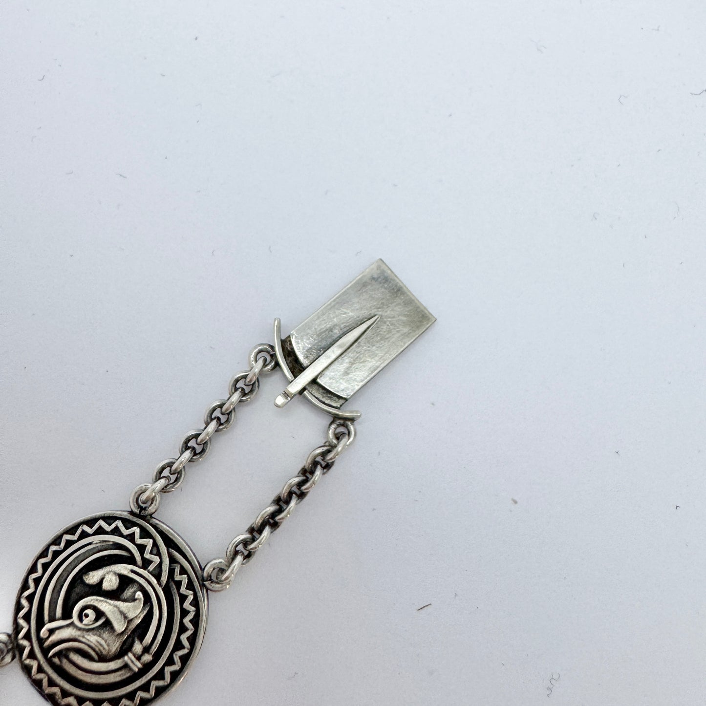 CG Hallberg, Sweden 1937. Vintage Dragestil Solid Silver Bracelet.