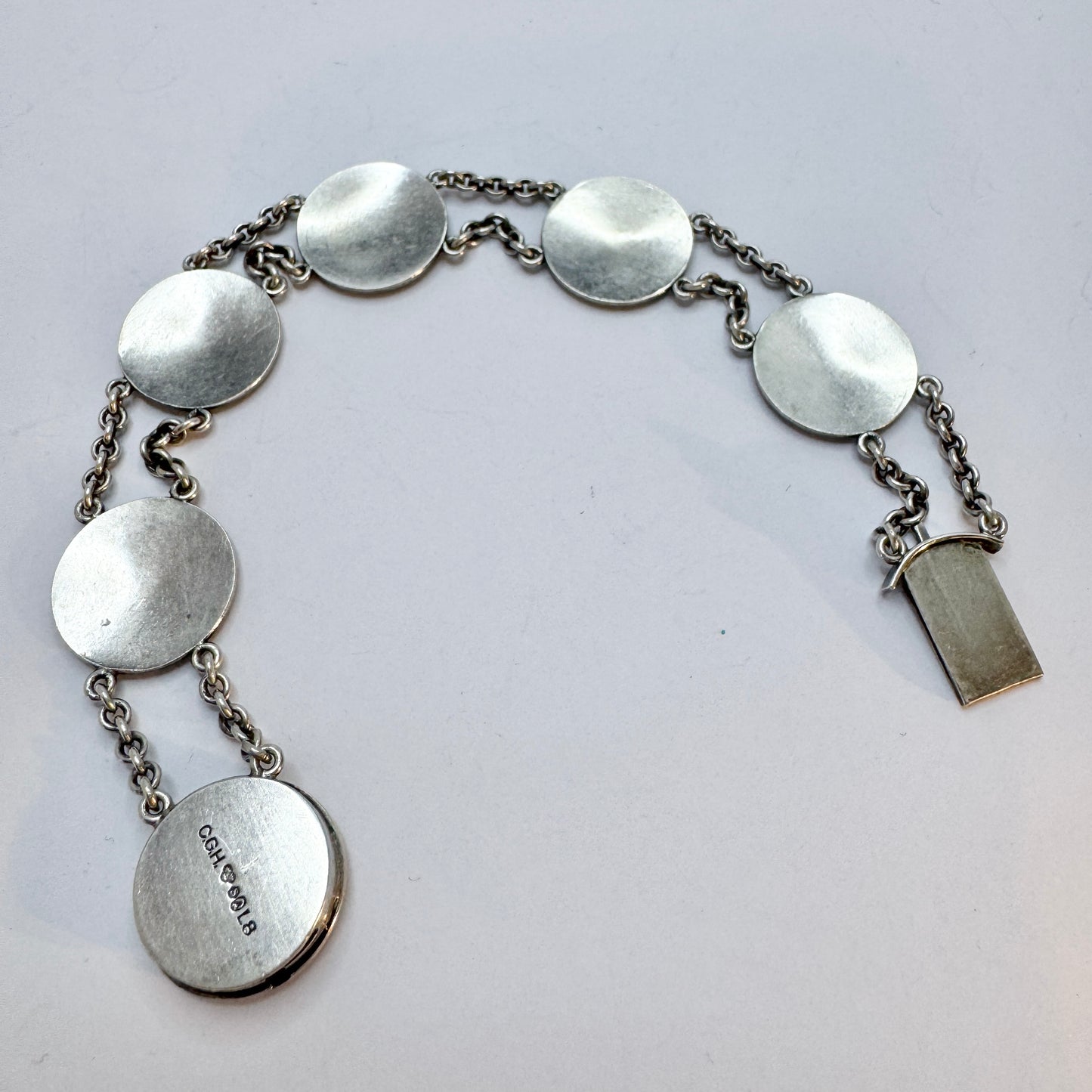 CG Hallberg, Sweden 1937. Vintage Dragestil Solid Silver Bracelet.
