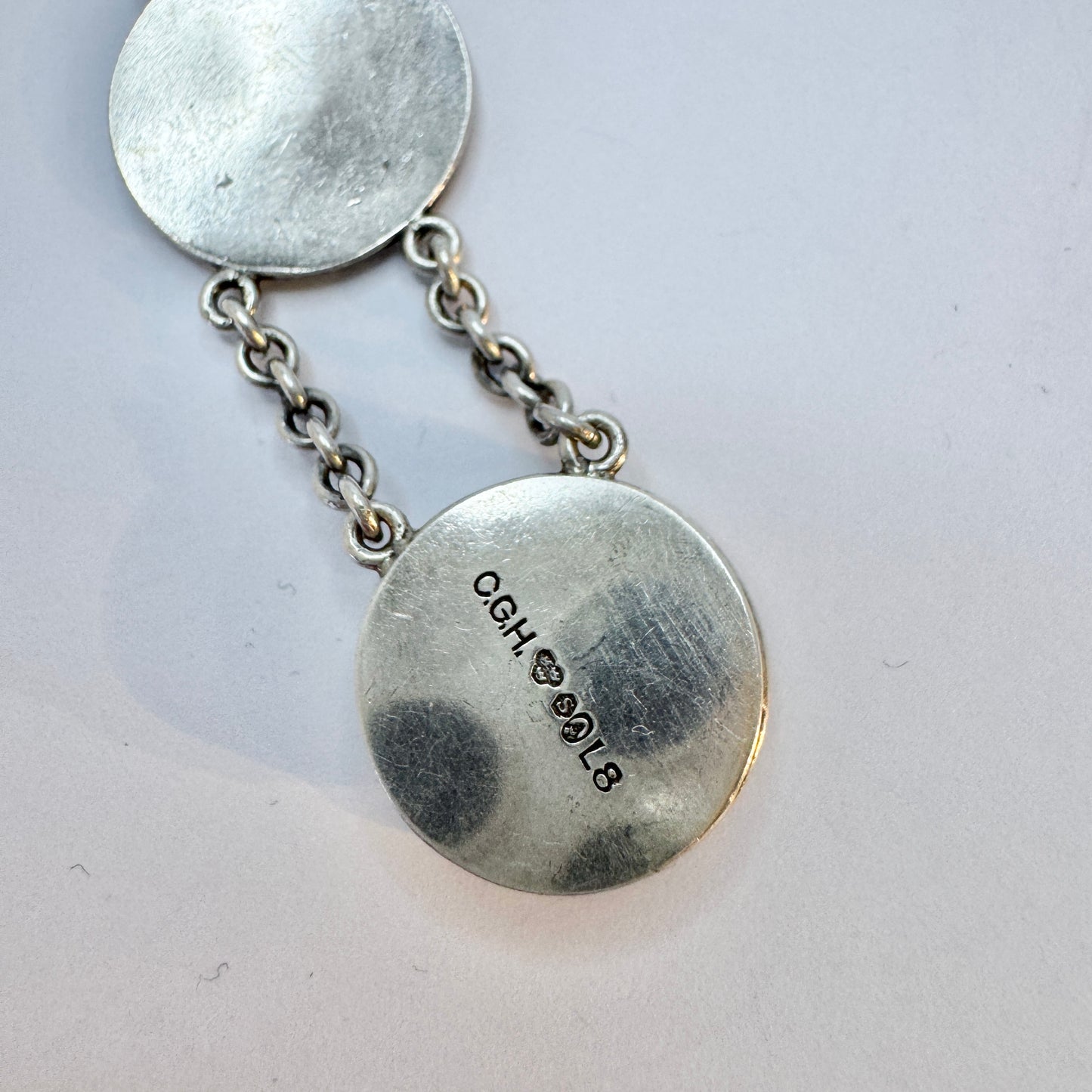 CG Hallberg, Sweden 1937. Vintage Dragestil Solid Silver Bracelet.