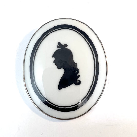 Carl L Nordström, Sweden 1918. Antique Solid Silver Porcelain Brooch.