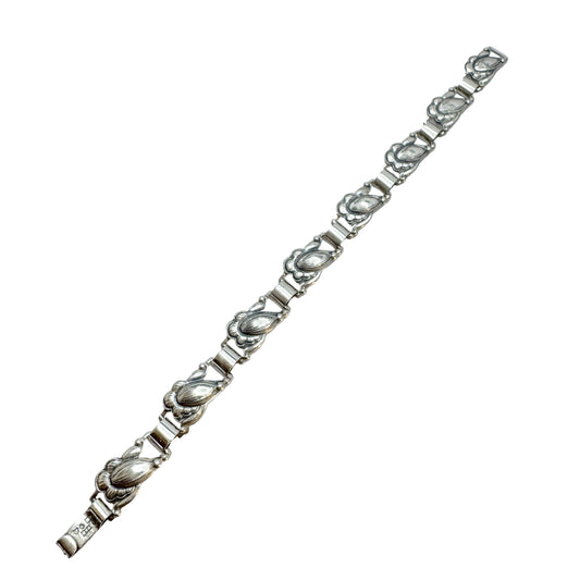 Asa-Silver Tage Linde, Sweden 1952. Vintage Solid Silver Flower Bracelet.