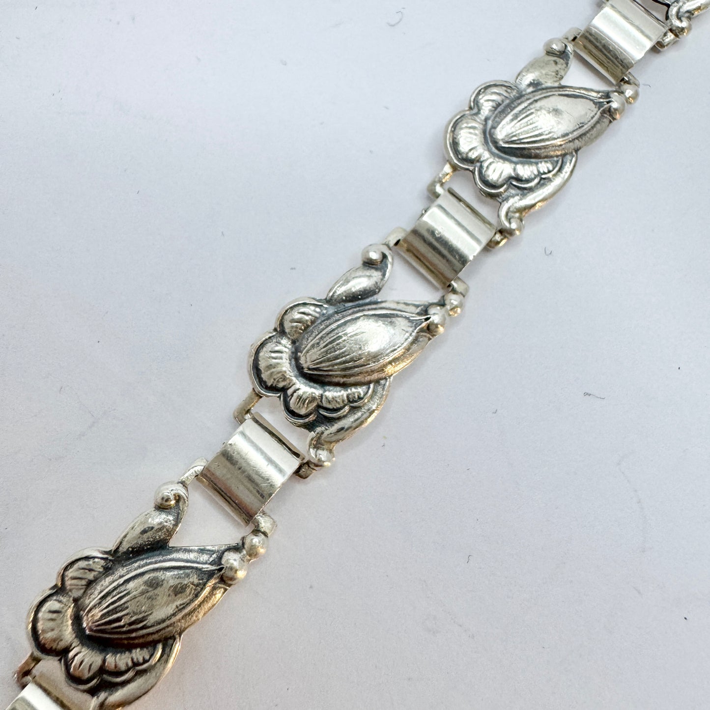 Asa-Silver Tage Linde, Sweden 1952. Vintage Solid Silver Flower Bracelet.