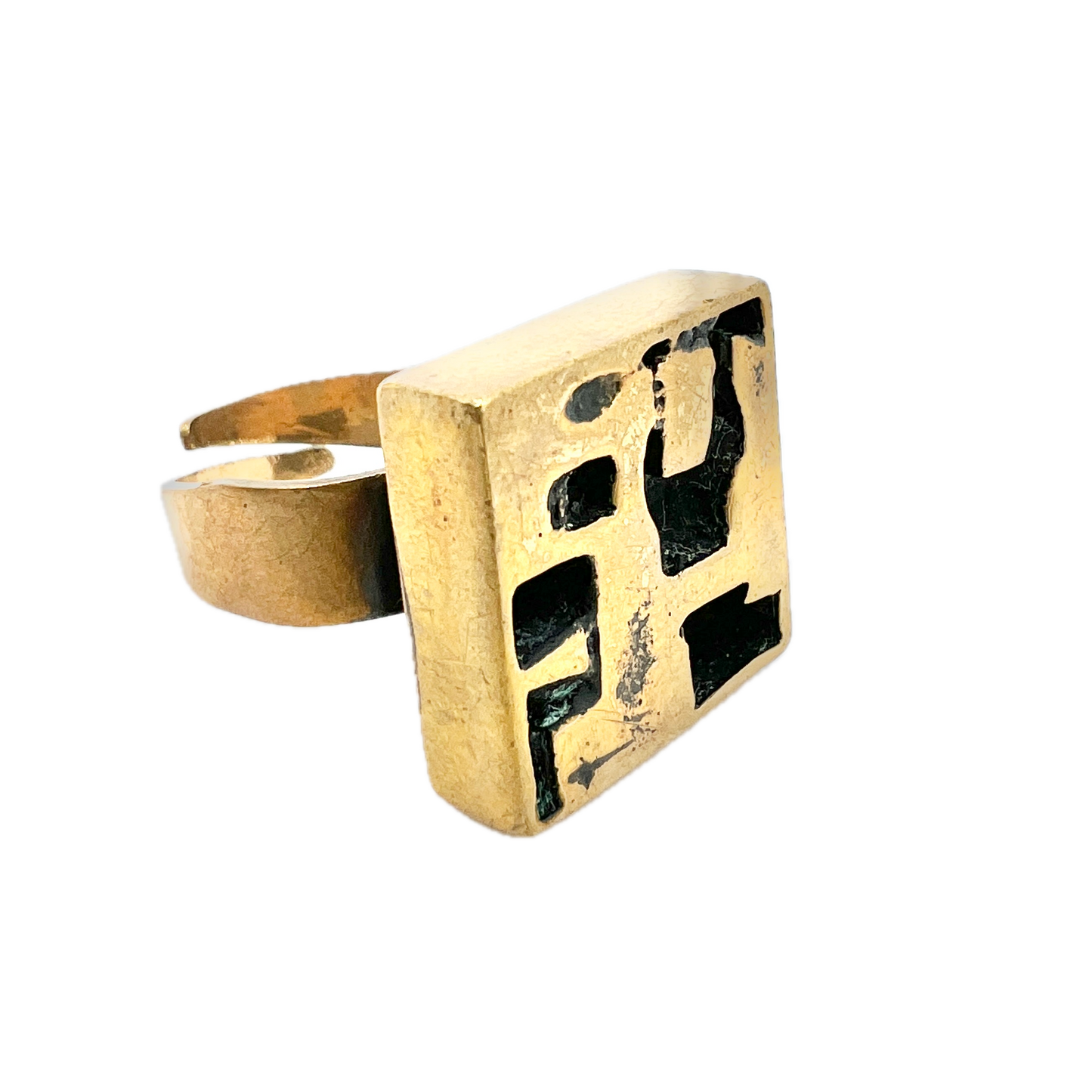 Esa Lukala, Finland 1970s Vintage Modernist Bronze Ring.