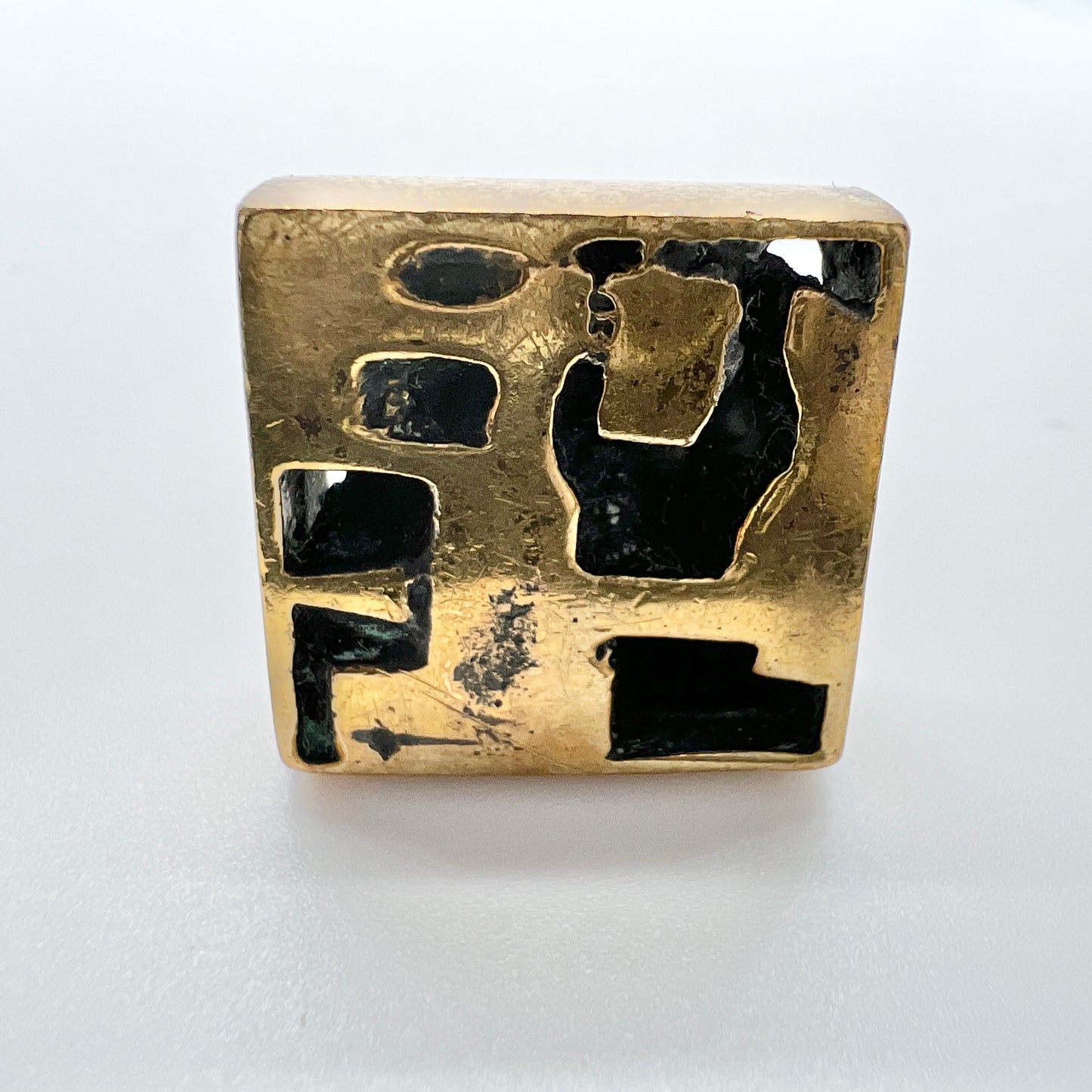 Esa Lukala, Finland 1970s Vintage Modernist Bronze Ring.