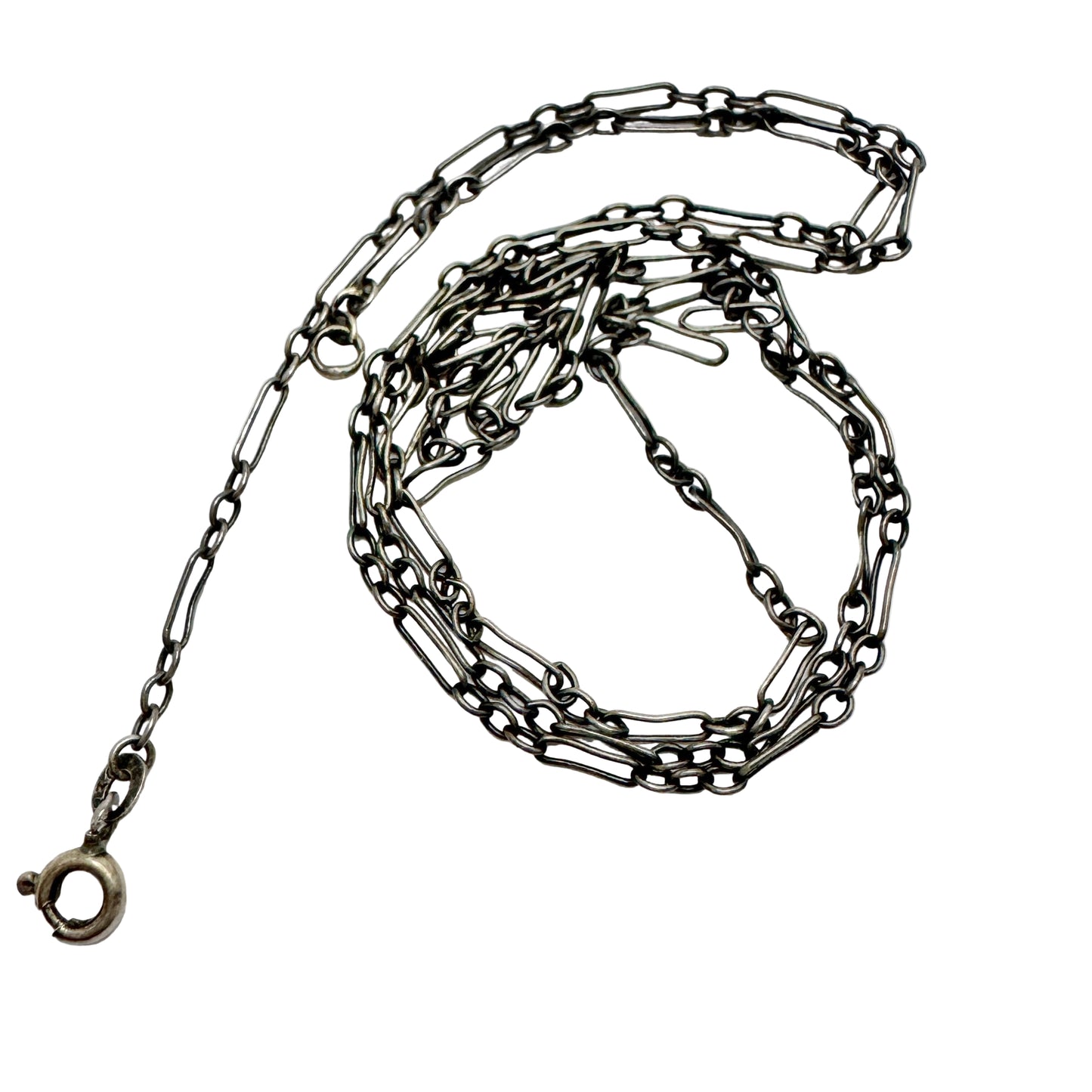 Early 1900s Solid Silver 61cm Chain Necklace