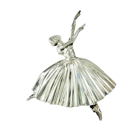 Frederick Massingham, Birmingham 1947. Large Sterling Silver Ballerina Brooch.
