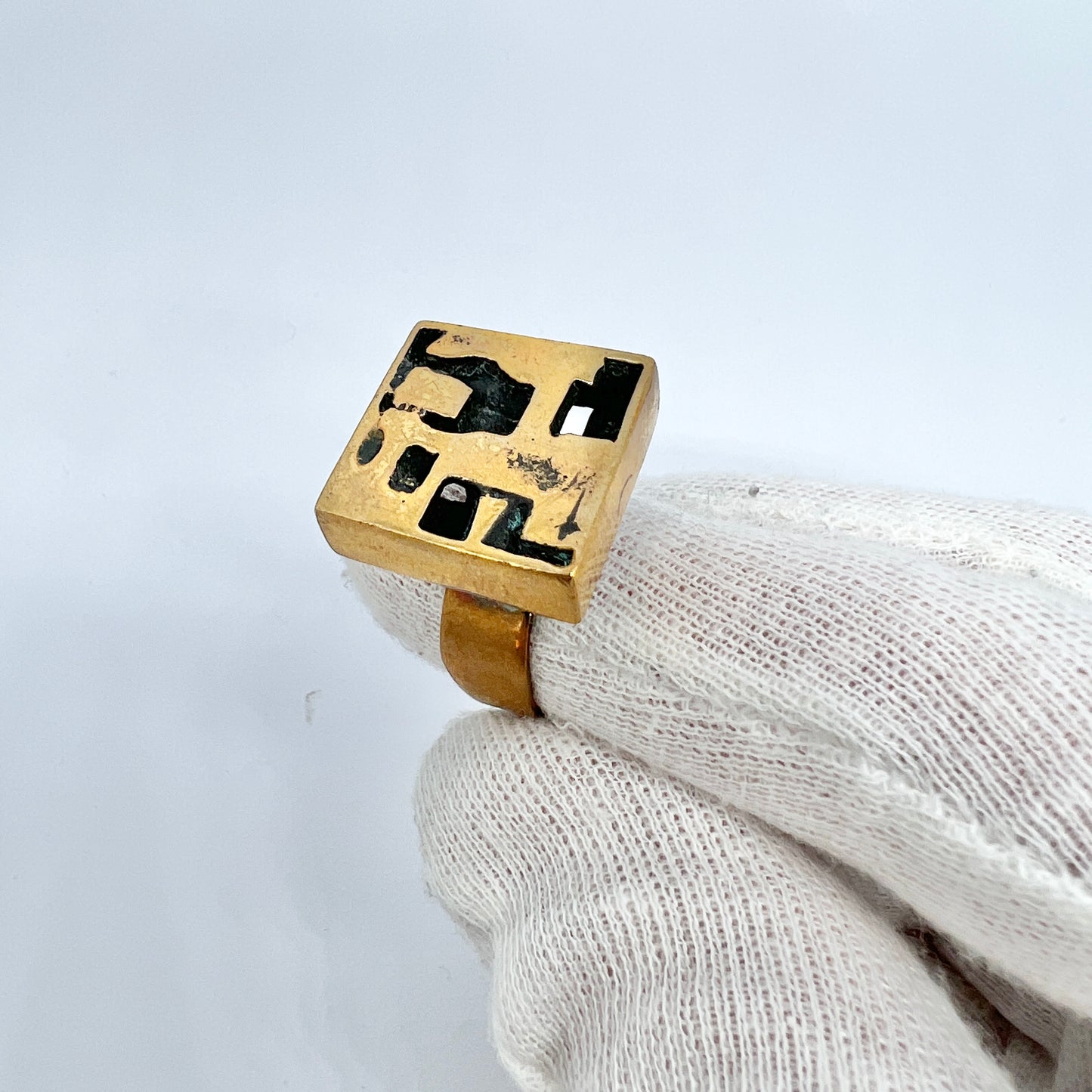 Esa Lukala, Finland 1970s Vintage Modernist Bronze Ring.