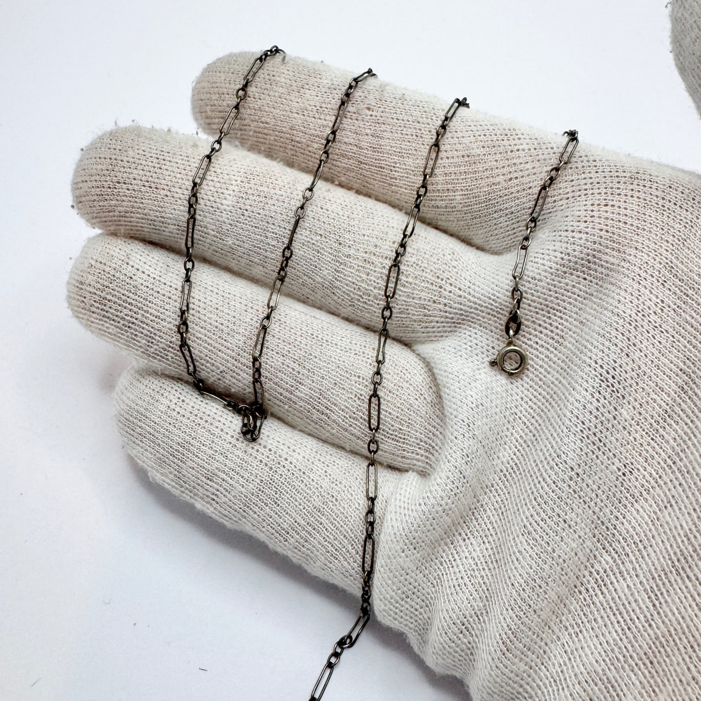 Early 1900s Solid Silver 61cm Chain Necklace