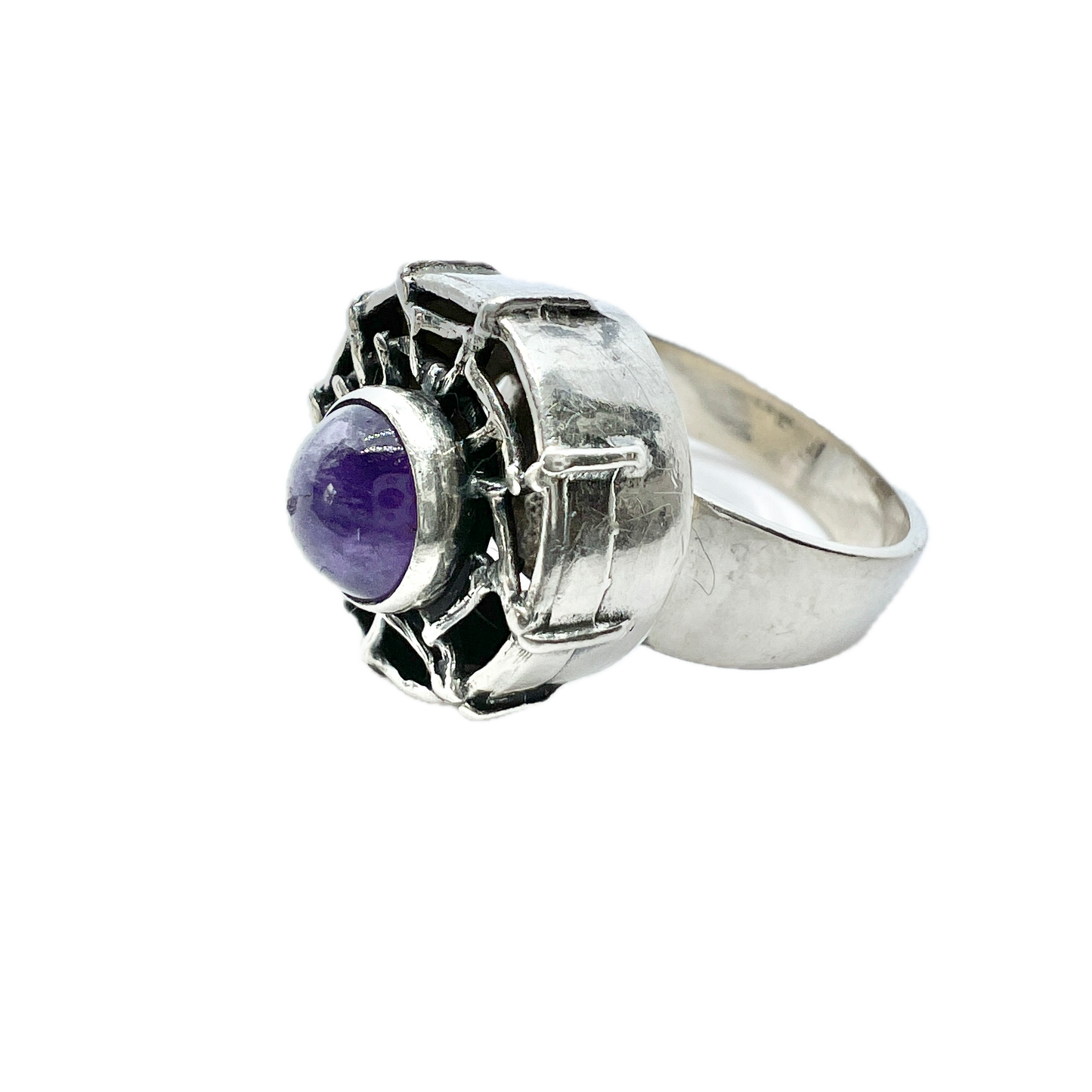 Bengt Hallberg, Sweden 1973 Vintage Sterling Silver Amethyst Ring.