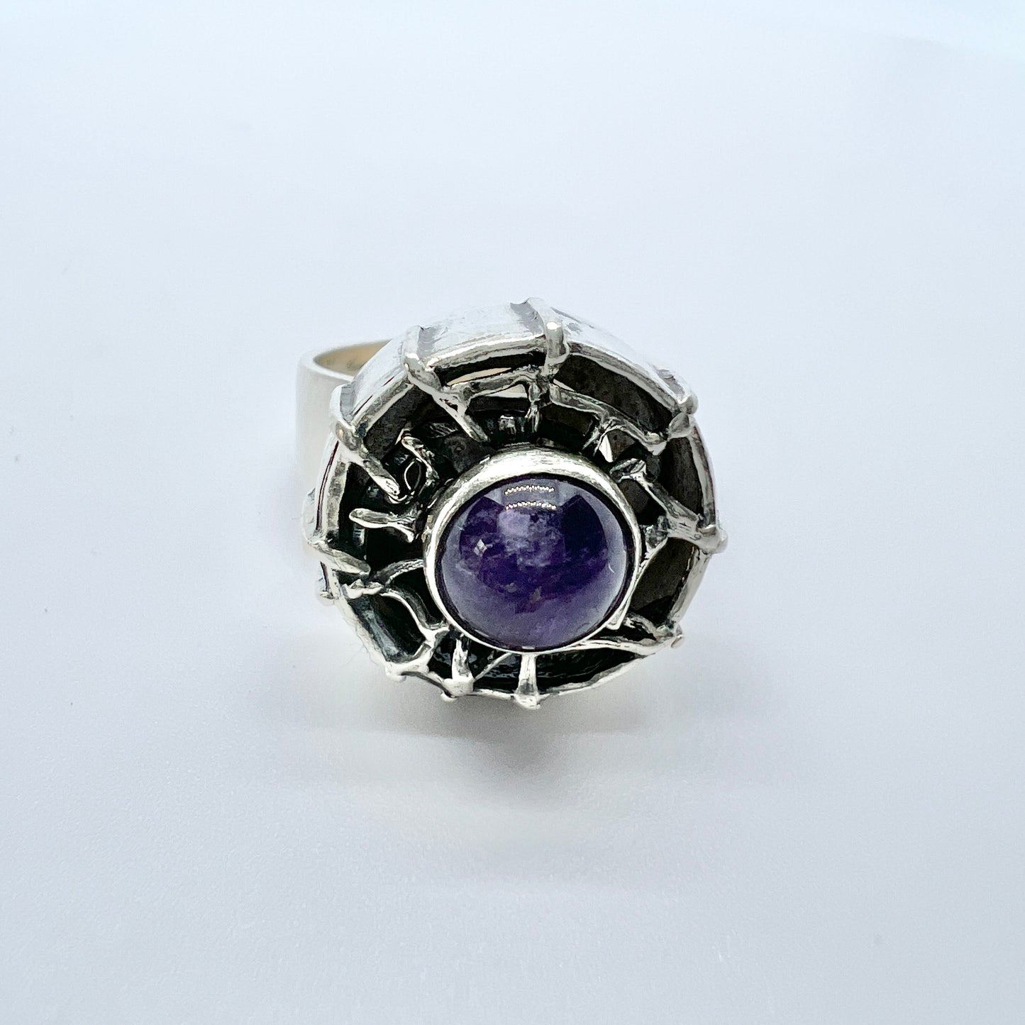 Bengt Hallberg, Sweden 1973 Vintage Sterling Silver Amethyst Ring.