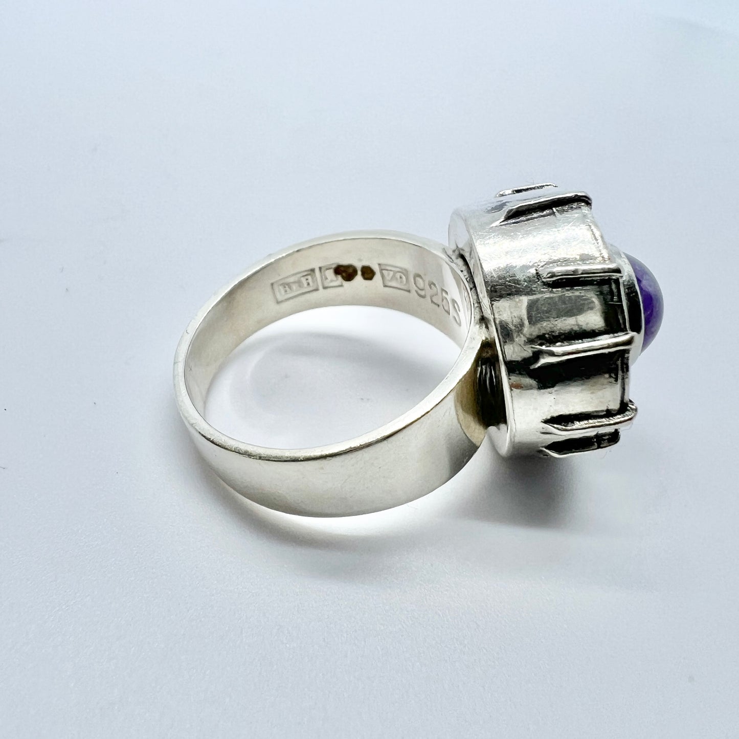 Bengt Hallberg, Sweden 1973 Vintage Sterling Silver Amethyst Ring.