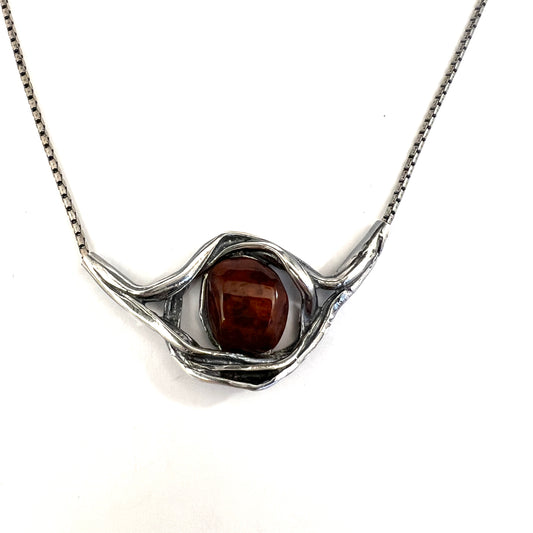 Niels Erik From, Denmark. Vintage Sterling Silver Amber Necklace.