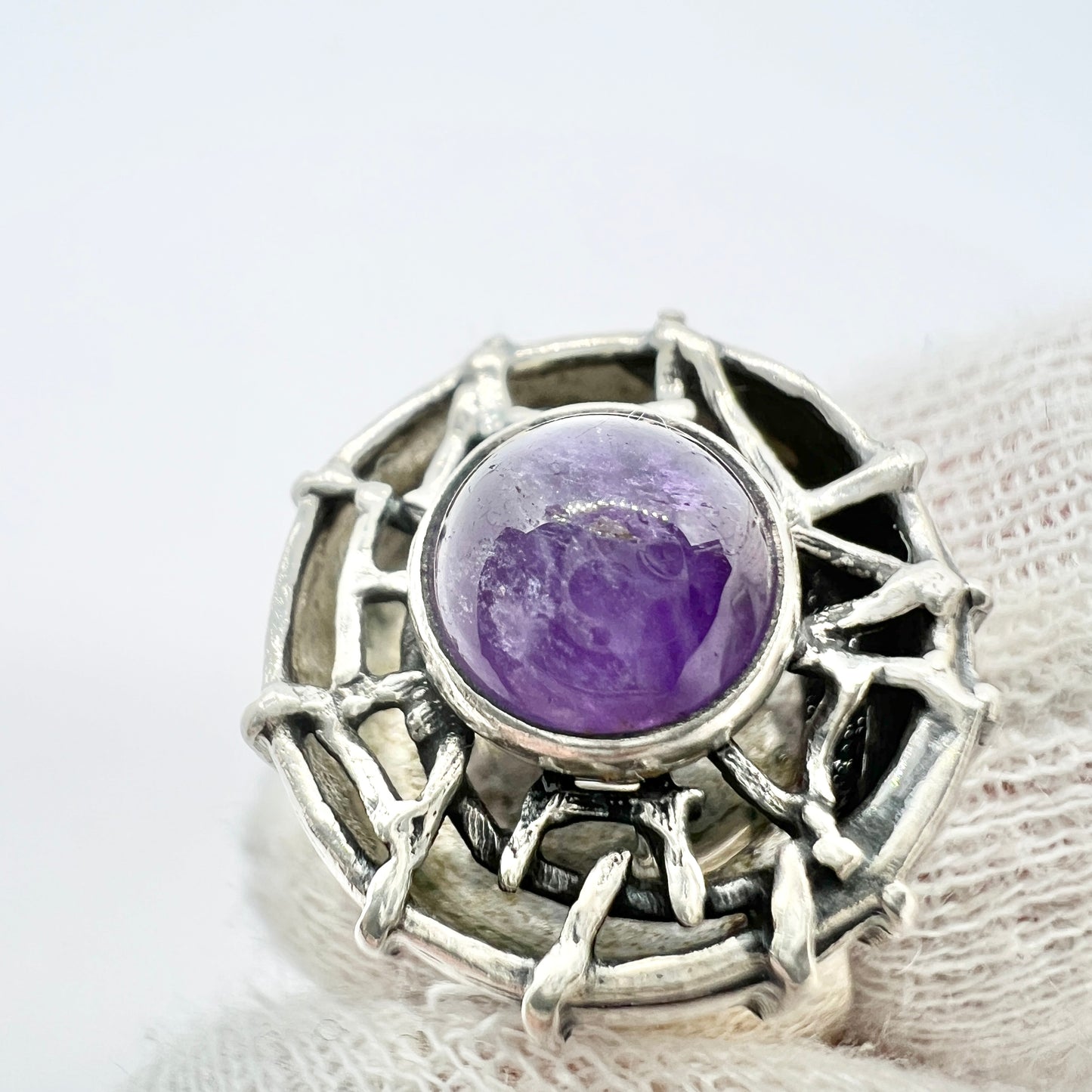 Bengt Hallberg, Sweden 1973 Vintage Sterling Silver Amethyst Ring.