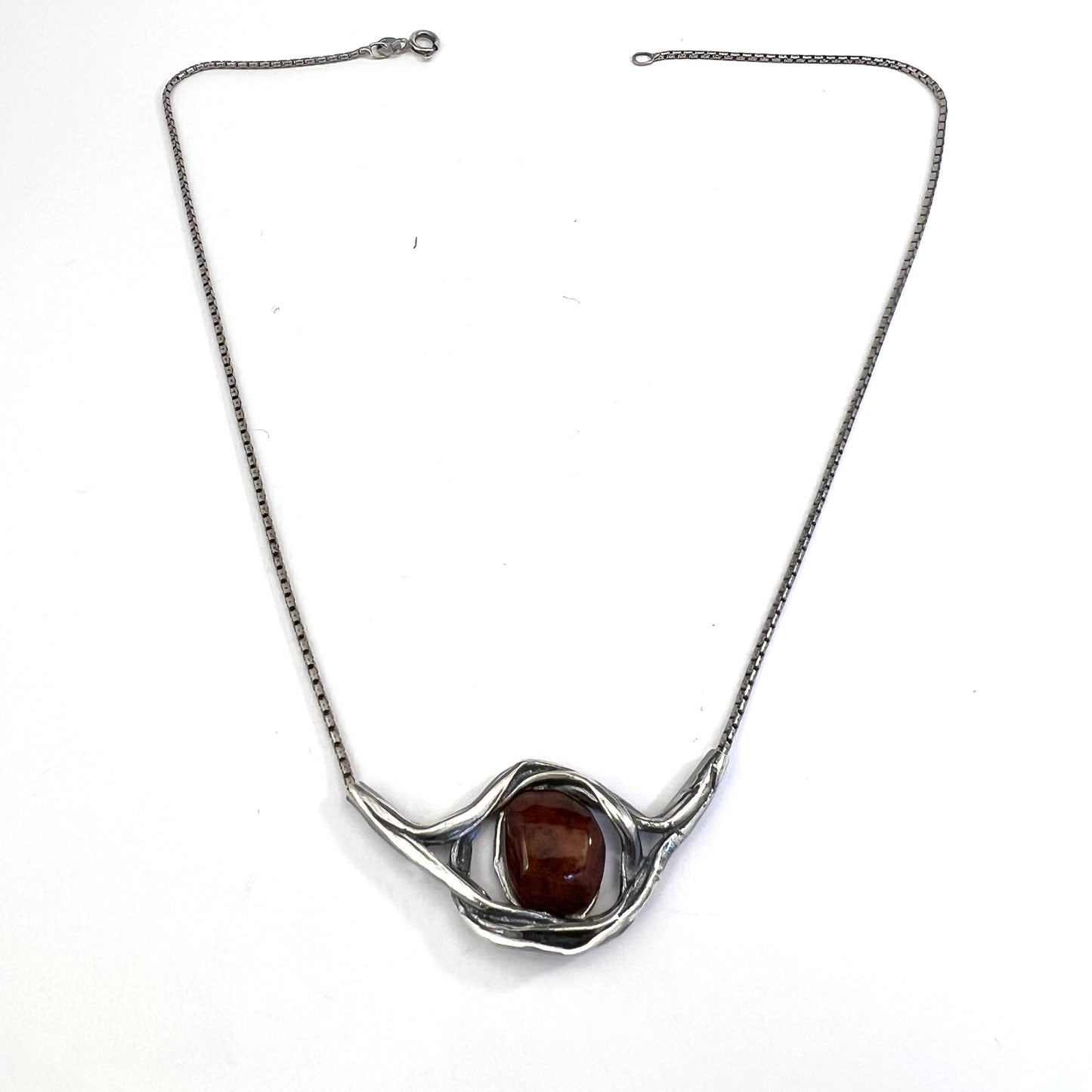 Niels Erik From, Denmark. Vintage Sterling Silver Amber Necklace.