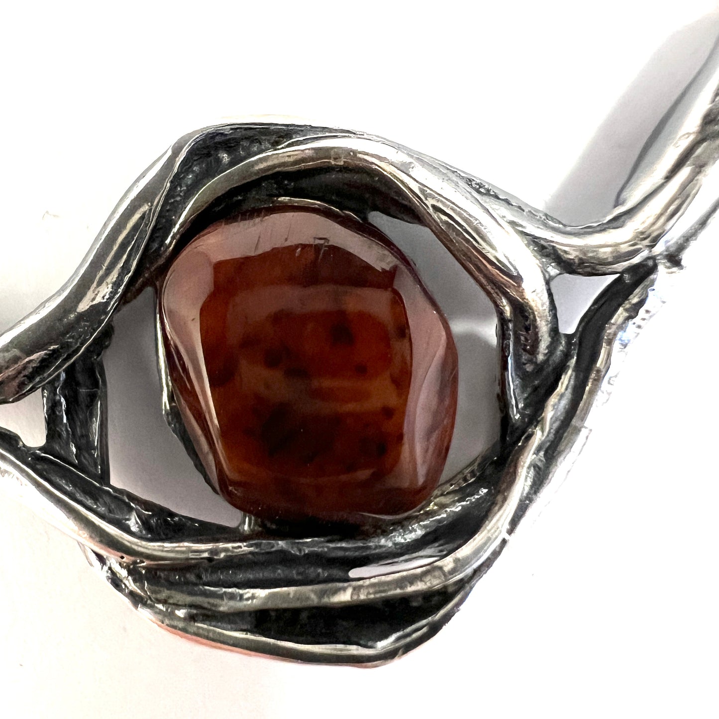 Niels Erik From, Denmark. Vintage Sterling Silver Amber Necklace.