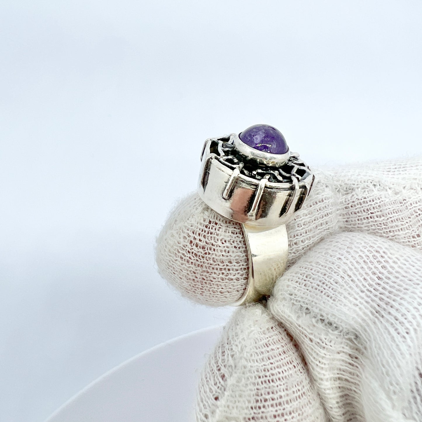 Bengt Hallberg, Sweden 1973 Vintage Sterling Silver Amethyst Ring.