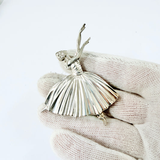 Frederick Massingham, Birmingham 1947. Large Sterling Silver Ballerina Brooch.