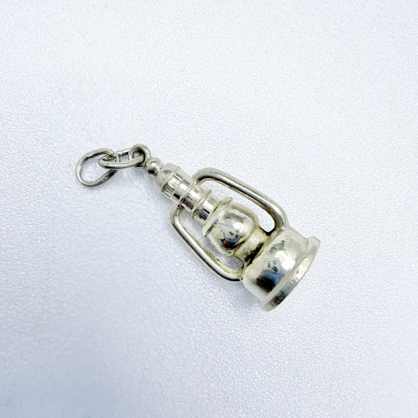 Vintage Sterling Silver Miner's Lamp / Lantern Large Charm or Pendant