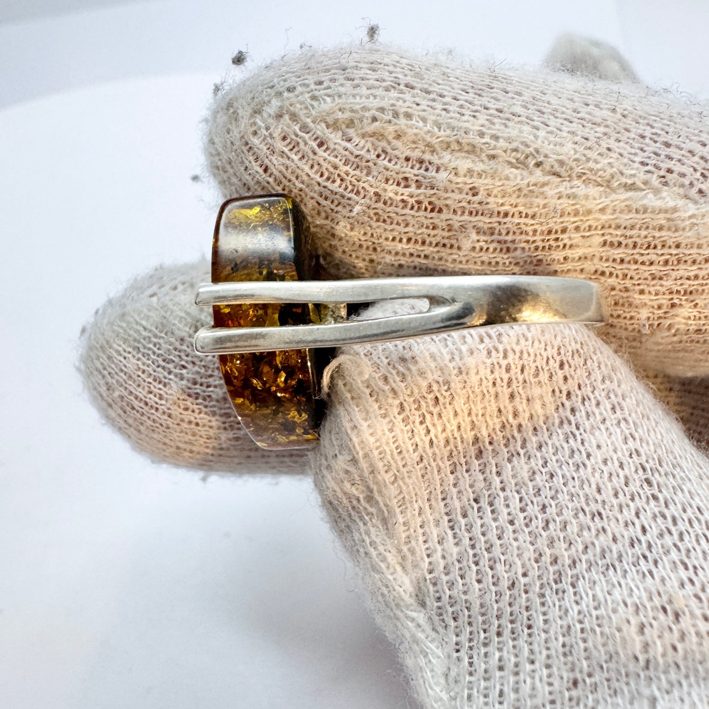 Vintage Sterling Silver Amber Ring. Prob. Poland.