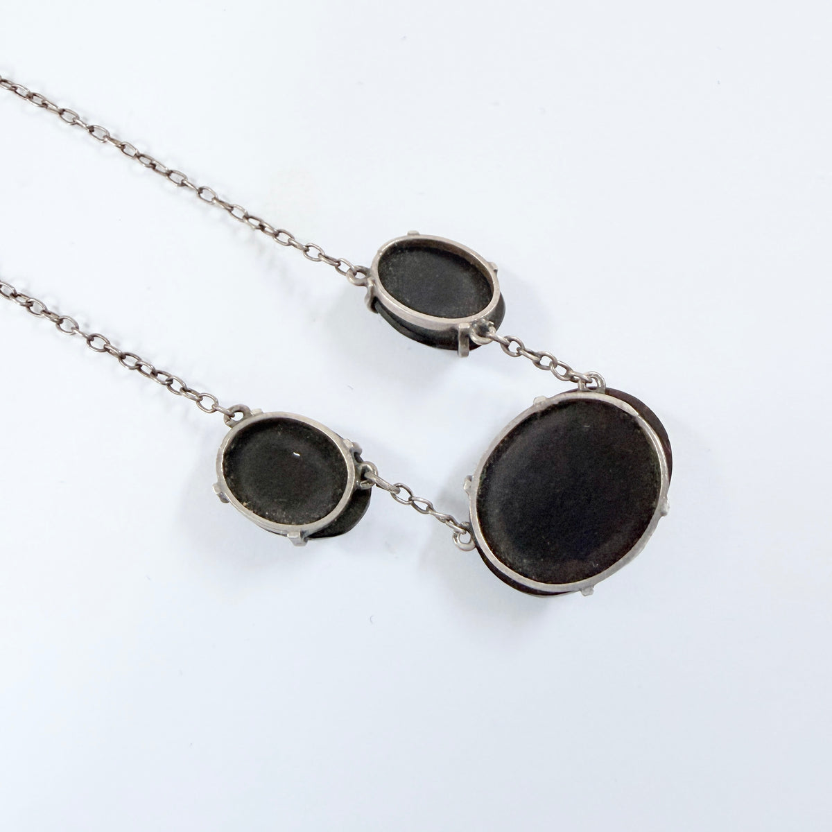 Antique Solid Silver Onyx Mourning Necklace.