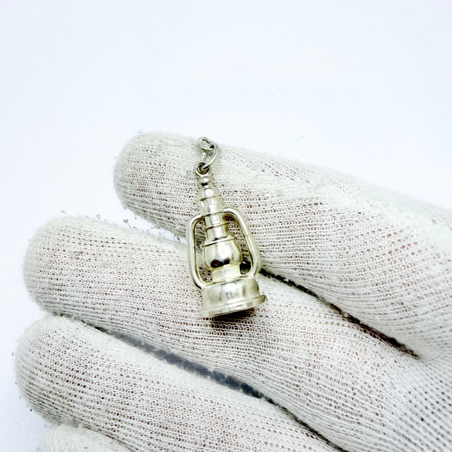 Vintage Sterling Silver Miner's Lamp / Lantern Large Charm or Pendant