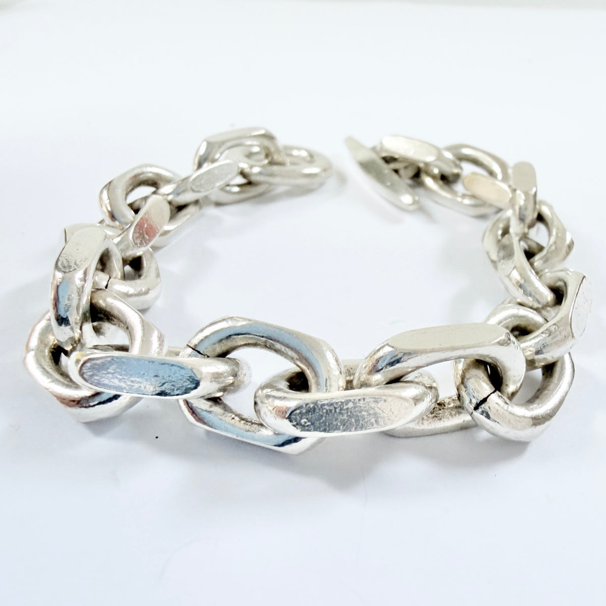 Bjarne Nordmark Henriksen, Denmark ca 1970. Chunky Sterling Silver Toggle Clasp Bracelet.