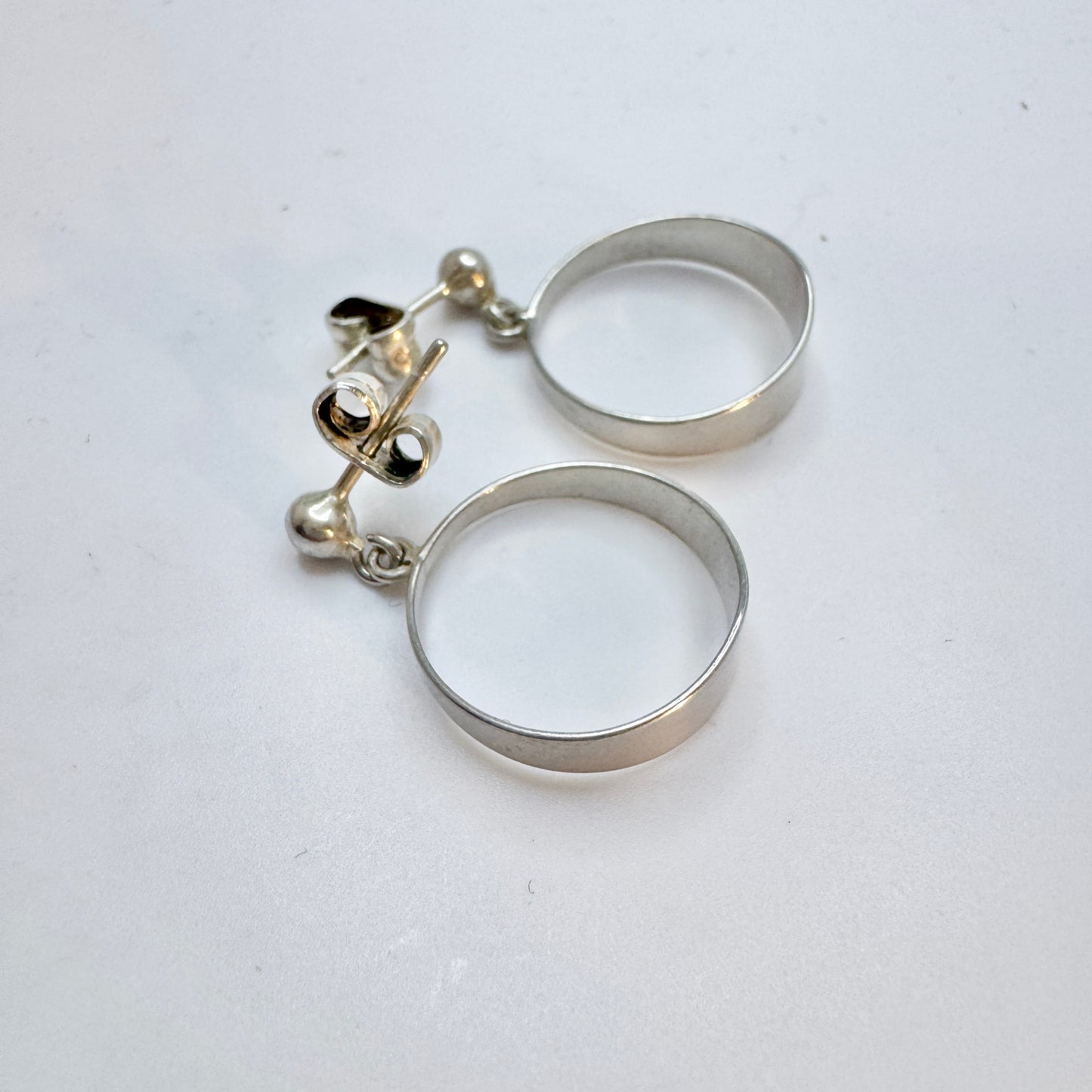 Victor Janson, Sweden. Vintage Solid Silver Earrings.