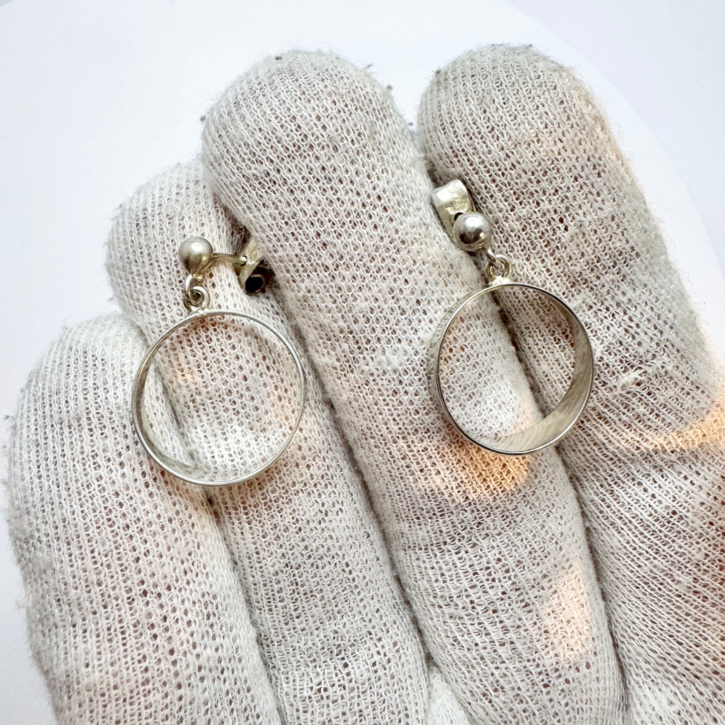 Victor Janson, Sweden. Vintage Solid Silver Earrings.